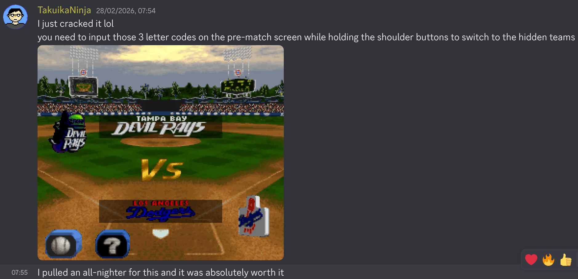 Screenshot of a Discord message showcasing the playable hidden team.